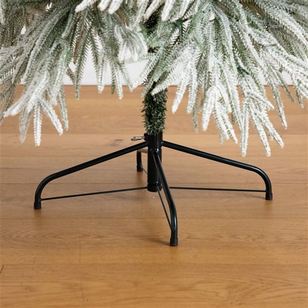 Nearly Natural 7-ft H Pine Flocked Down Swept Artificial Christmas Tree w/ 300 LED Lights and Leg Base