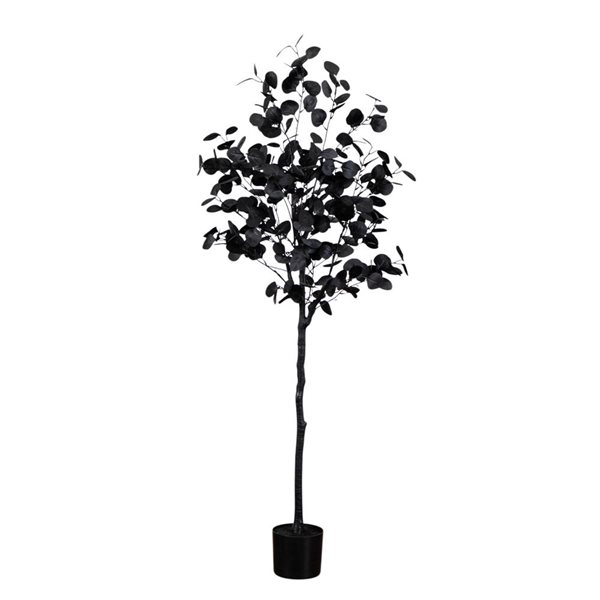 Nearly Natural 5-ft H Black Eucalyptus Artificial Halloween Tree w/ Potted Base