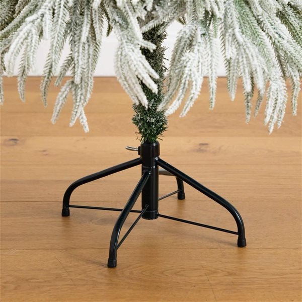 Nearly Natural 4-ft H Pine Pre-Lit Flocked Down Swept Artificial Christmas Tree w/ 110 LED Lights and Leg Base