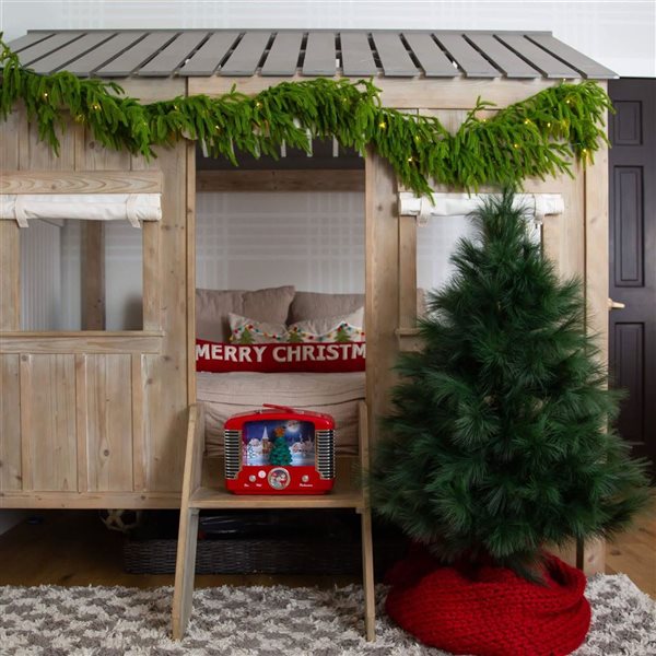 Nearly Natural 4-ft H Green Pampas Grass Artificial Christmas Tree w/ Leg Base