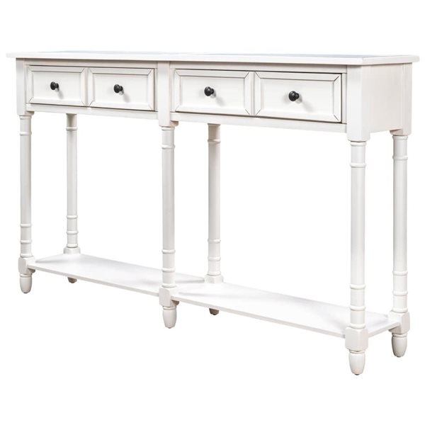 Homy Casa 58-in W Ivory White Wood/MDF 2-Drawer Entryway Console Table w/ Bottom Shelf