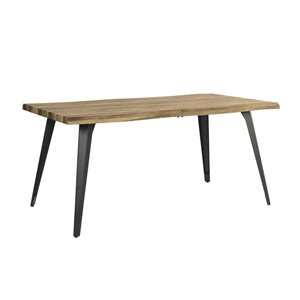 Table de salle à manger style industriel Homy Casa 63 L. x 35,4 po l. aspect bois fini noyer avec pieds en métal noir