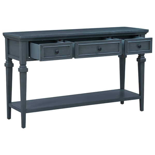 Homy Casa 50-in W Navy Wood/MDF 3-Drawer Classic Retro Console Table w/ Bottom Shelf