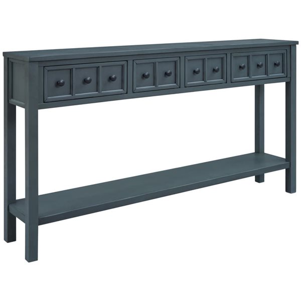 Homy Casa 60-in W Navy Wood/MDF 4-Drawer Entryway Rustic Console Table w/ Bottom Shelf