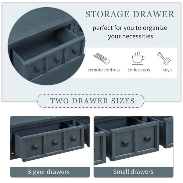 Homy Casa 60-in W Navy Wood/MDF 4-Drawer Entryway Rustic Console Table w/ Bottom Shelf