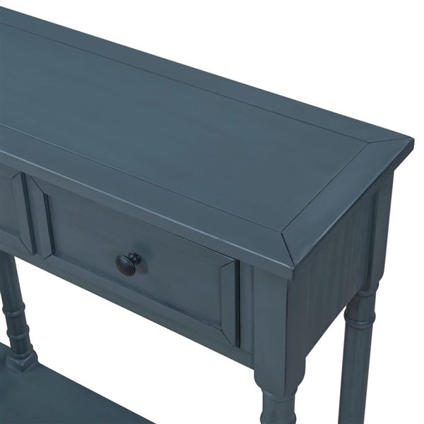 Homy Casa 58-in W Antique Navy Wood/MDF 2-Drawer Entryway Console Table w/ Bottom Shelf