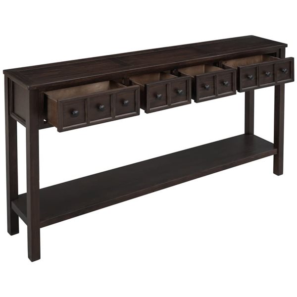 Homy Casa 60-in W Espresso Wood/MDF 4-Drawer Entryway Rustic Console Table w/ Bottom Shelf