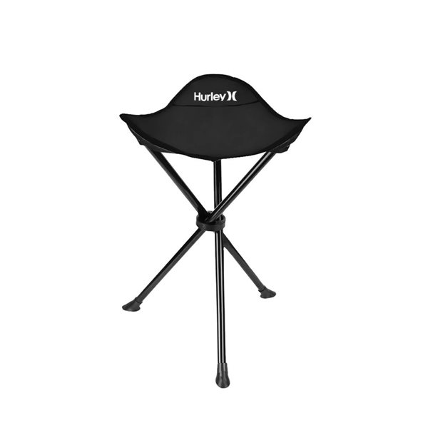 Hurley Foldable Tri-Leg Stool w/ Travel Bag - Black
