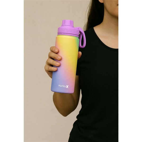 Hurley Stainless Steel Water Bottle w/ Chug Cap - Pink Cyclone - 473-ml