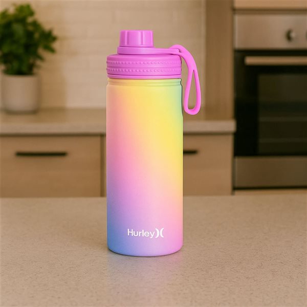 Hurley Stainless Steel Water Bottle w/ Chug Cap - Pink Cyclone - 473-ml