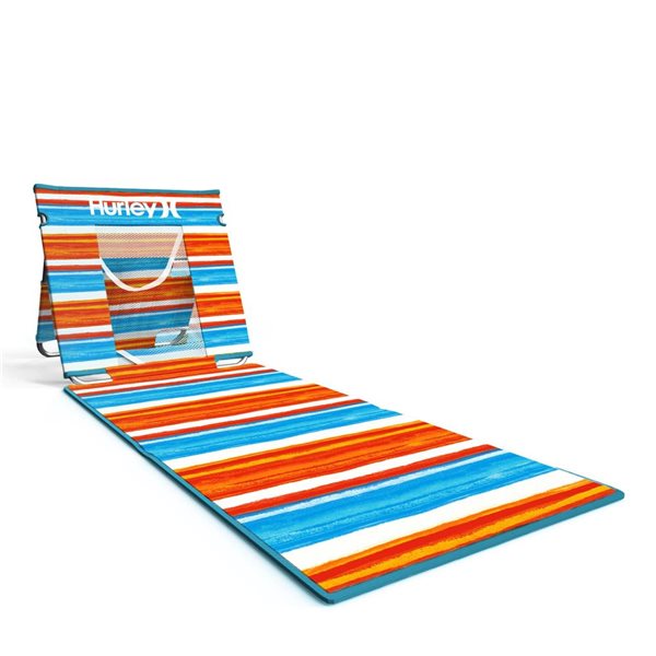 Hurley Beach Ground Mat w/ Backrest - Blue and Red