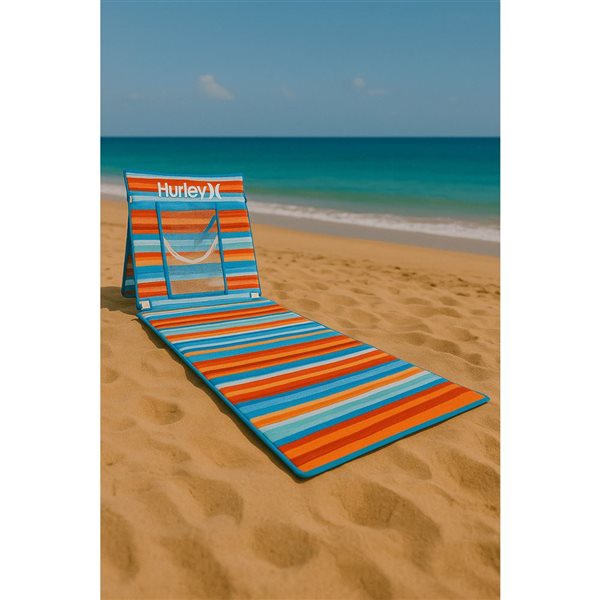 Hurley Beach Ground Mat w/ Backrest - Blue and Red