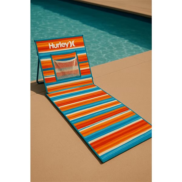 Hurley Beach Ground Mat w/ Backrest - Blue and Red