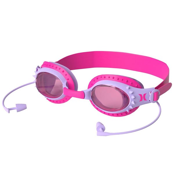 Hurley Youth's Swim Goggle w/ Earplugs - Pink Spikey