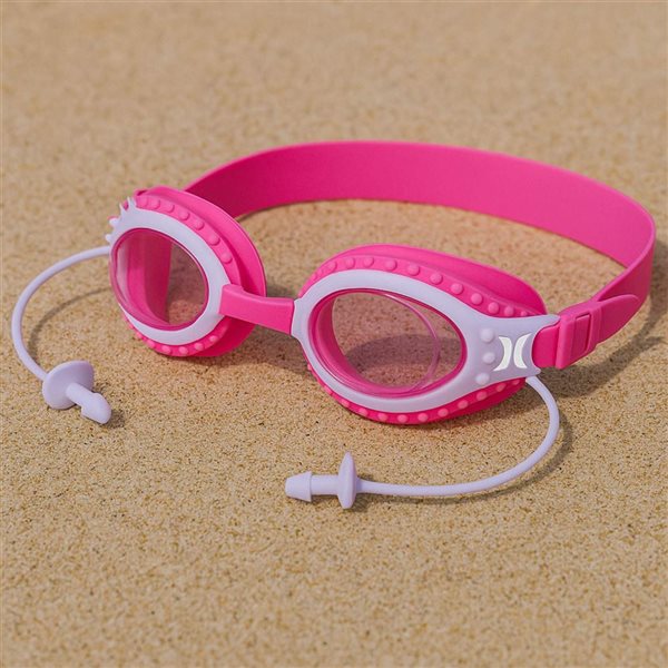Hurley Youth's Swim Goggle w/ Earplugs - Pink Spikey