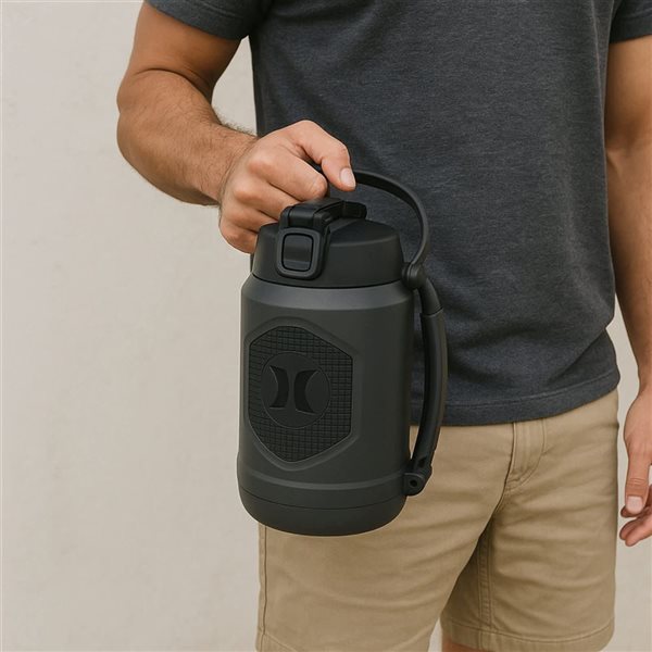 Hurley Stainless Steel Water Jug w/ Handle - Black/Grey - 2-L