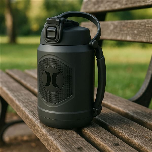 Hurley Stainless Steel Water Jug w/ Handle - Black/Grey - 2-L