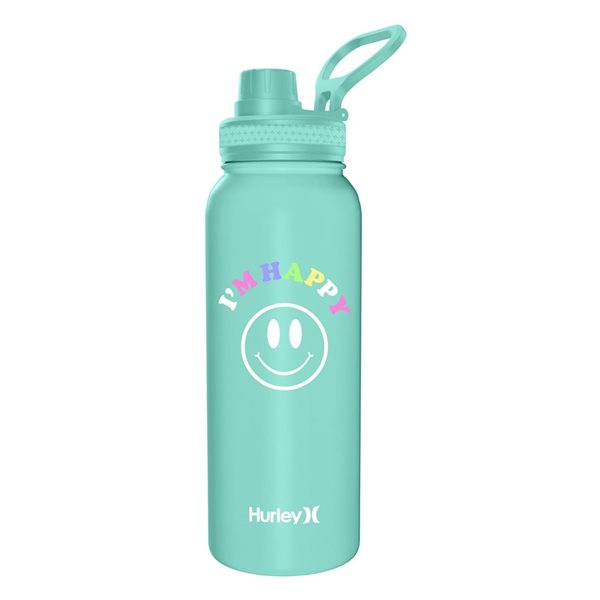 Hurley Stainless Steel Water Bottle w/ Chug Cap - Mint Be Happy - 950-ml