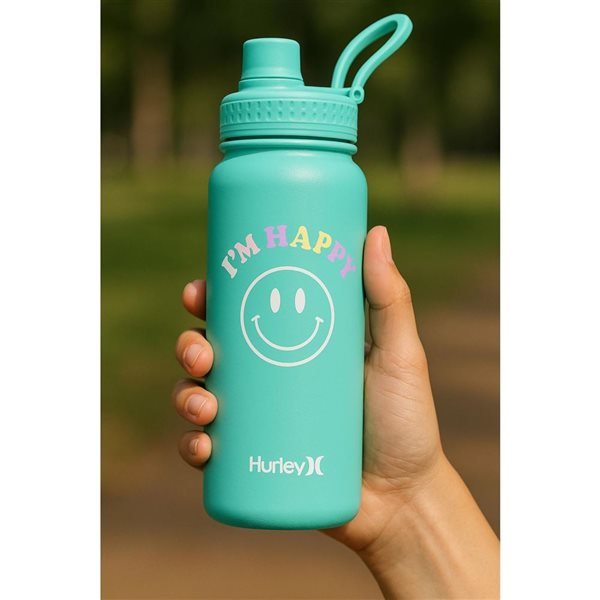 Hurley Stainless Steel Water Bottle w/ Chug Cap - Mint Be Happy - 950-ml