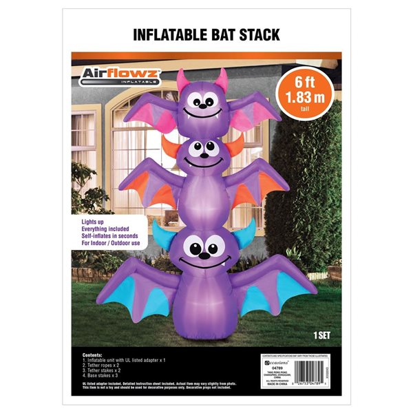 Occasions Halloween 6-ft Inflatable Bat Stack