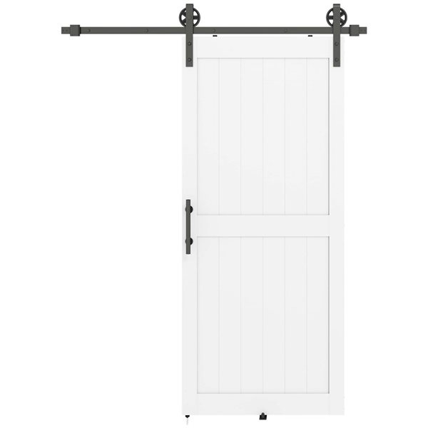 Porte de grange coulissante 36 x 84 po HOMCOM avec quincaillerie, blanc