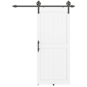 Porte de grange coulissante 36 x 84 po HOMCOM avec quincaillerie, blanc