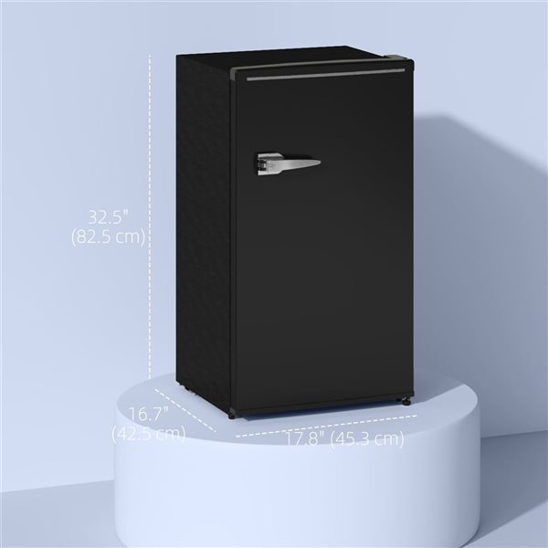 HOMCOM 3.1-ft³ Retro Mini Fridge w/ Adjustable Thermostat - Black