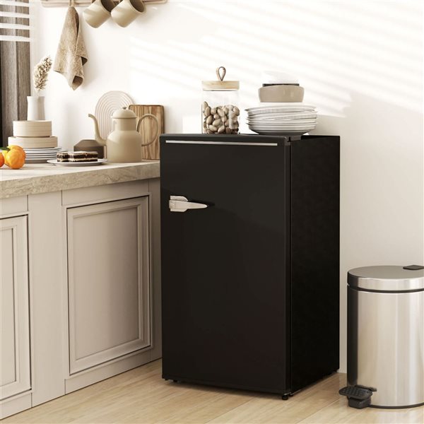 HOMCOM 3.1-ft³ Retro Mini Fridge w/ Adjustable Thermostat - Black