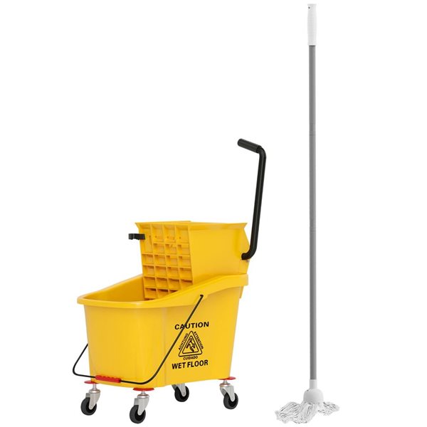 HOMCOM Mop Bucket w/ Wringer on Wheels for Floor Cleaning 36-L