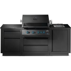 Cuisine d'extérieur 32 po à gril propane encastré série 700 Oasis 300 Napoleon avec brûleur infrarouge arrière, noir mat