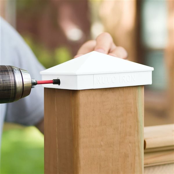 Nuvo Iron 4-in x 4-in White Aluminum Ornamental Pyramid Post Cap - 4/Pkg