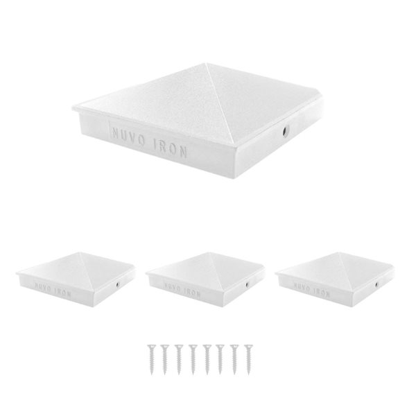 Nuvo Iron 4-in x 4-in White Aluminum Ornamental Pyramid Post Cap - 4/Pkg
