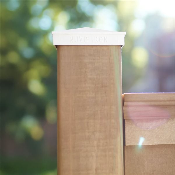Nuvo Iron 4-in x 4-in White Aluminum Ornamental Pyramid Post Cap - 4/Pkg
