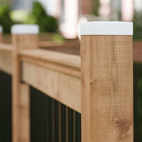 Nuvo Iron 4-in x 4-in Eazy-Cap Low Profile Steel White Post Cap - 24/Pkg