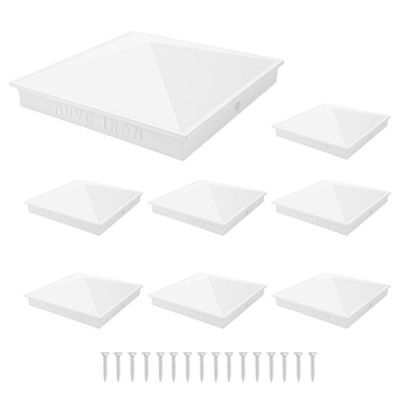 Nuvo Iron 6-in x 6-in Nominal and Undressed Aluminum Ornamental Pyramid White Post Cap - 8/Pkg