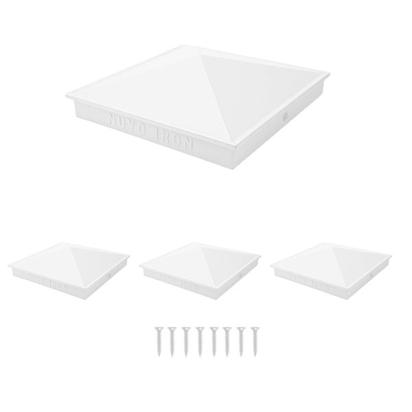 Nuvo Iron 6-in x 6-in Nominal and Undressed Aluminum Ornamental Pyramid White Post Cap - 4/Pkg