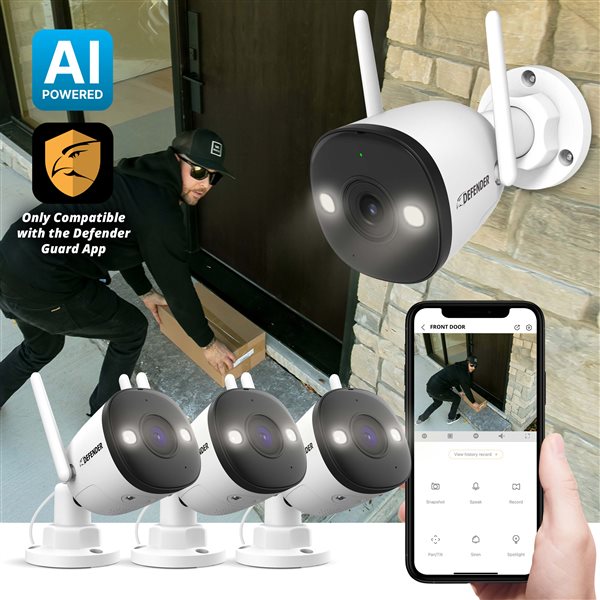Defender Guard Pro 4K Wi-Fi 6 Plug-in Power Security Camera - 3 Pack