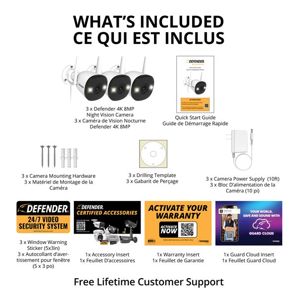 Defender Guard Pro 4K Wi-Fi 6 Plug-in Power Security Camera - 3 Pack