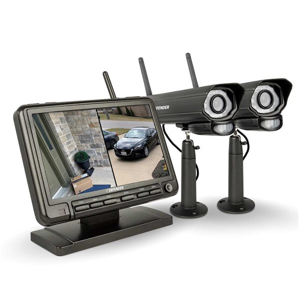Defender PHOENIXM2 Non-WiFi Plug-in Power Security Cameras with 7 Inch LCD Display Monitor, 2 Cameras