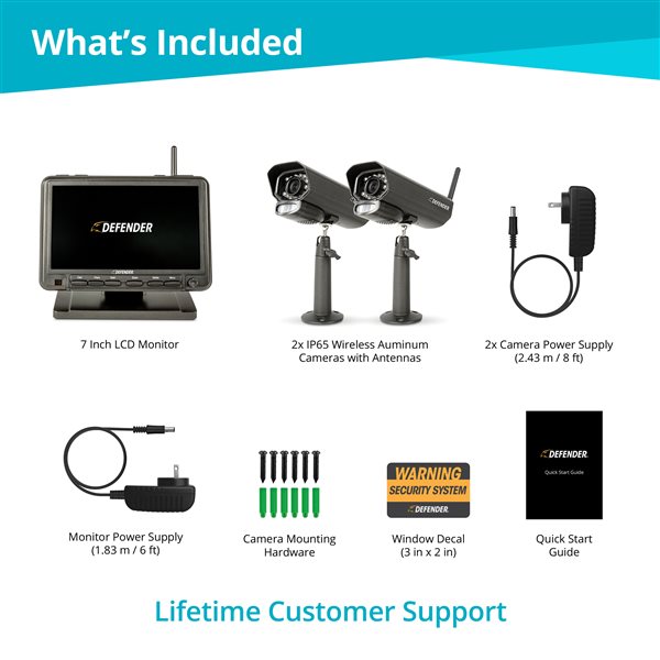 Defender PHOENIXM2 Non-WiFi Plug-in Power Security Cameras with 7 Inch LCD Display Monitor, 2 Cameras
