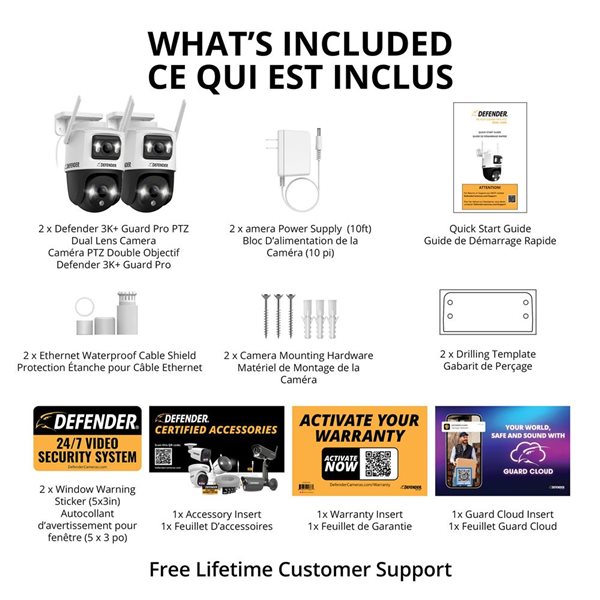 Defender Guard Pro 3K PLUS Dual Lens PTZ Wi-Fi 6 Plug-in Security Camera  - 2 Pack