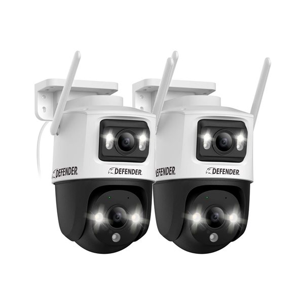 Defender Guard Pro 3K PLUS Dual Lens PTZ Wi-Fi 6 Plug-in Security Camera  - 2 Pack