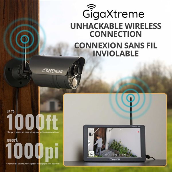 Defender PHOENIXHD Non-WiFi, Plug-in Power Security System with 2 Cameras & 10.1” HD Monitor