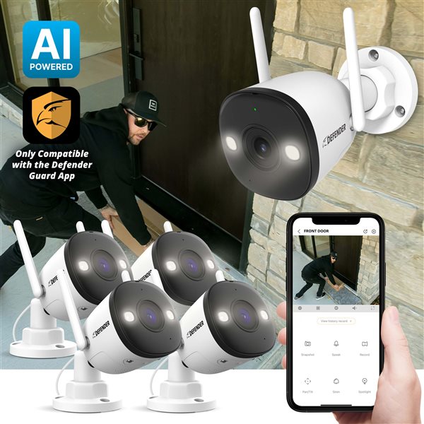 Defender Guard Pro 4K Wi-Fi 6 Plug-in Power Security Camera - 4 Pack
