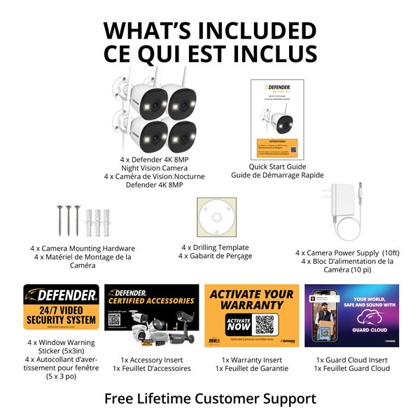 Defender Guard Pro 4K Wi-Fi 6 Plug-in Power Security Camera - 4 Pack