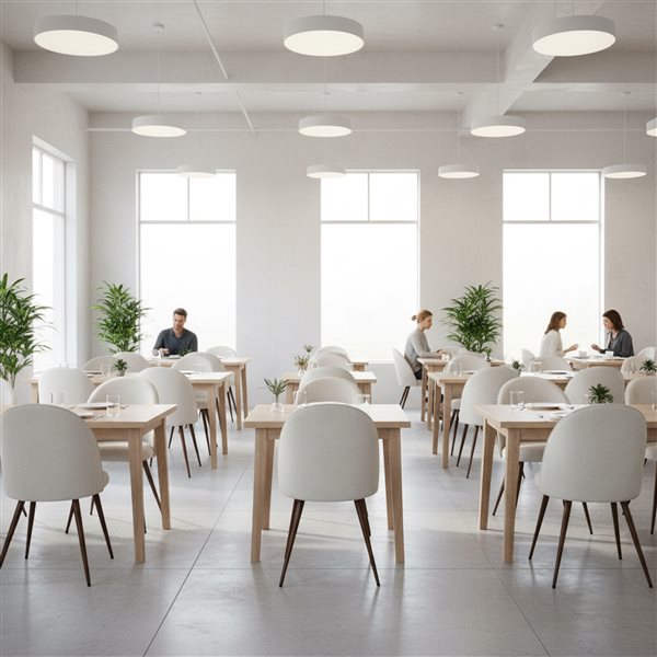 Homy Casa Set of 2 Modern Upholstered Dining Chairs with Wooden Legs - White