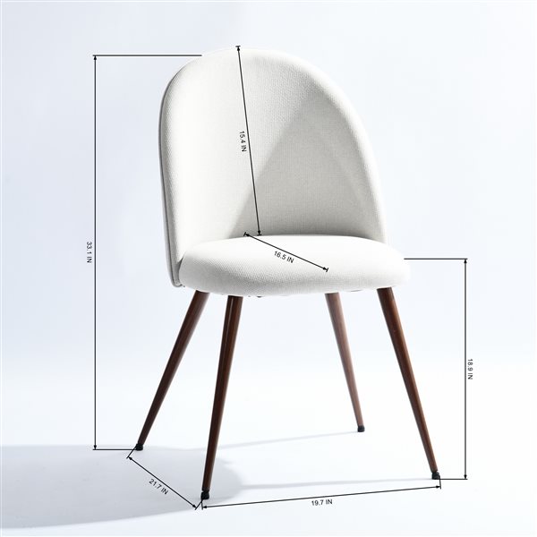 Homy Casa Set of 2 Modern Upholstered Dining Chairs with Wooden Legs - White