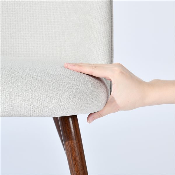 Homy Casa Set of 2 Modern Upholstered Dining Chairs with Wooden Legs - White