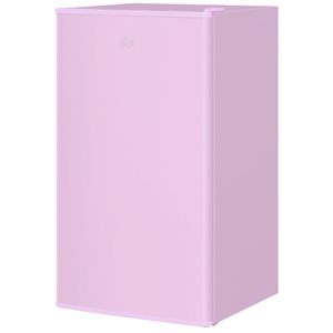 HOMCOM Pink Mini Fridge with Freezer, Thermostat and Reversible Door