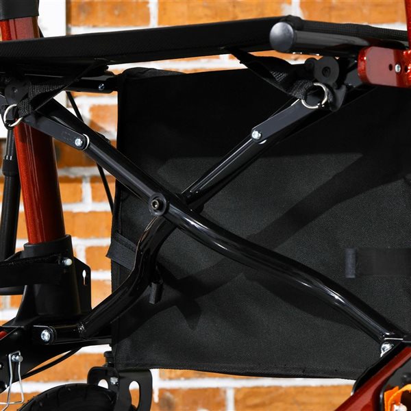 HOMCOM Red Folding Adjustable Rollator Walker with Seat and 10-in Rubber Wheels